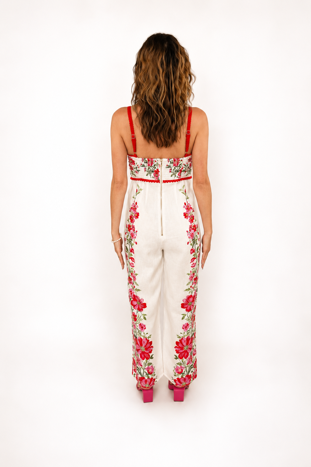 Roseto Floral Linen Wide-Leg Jumpsuit