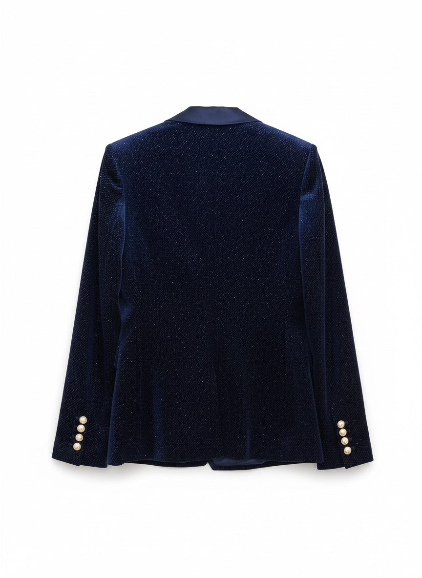 Celeste Luxe Velvet Double Breasted Blazer