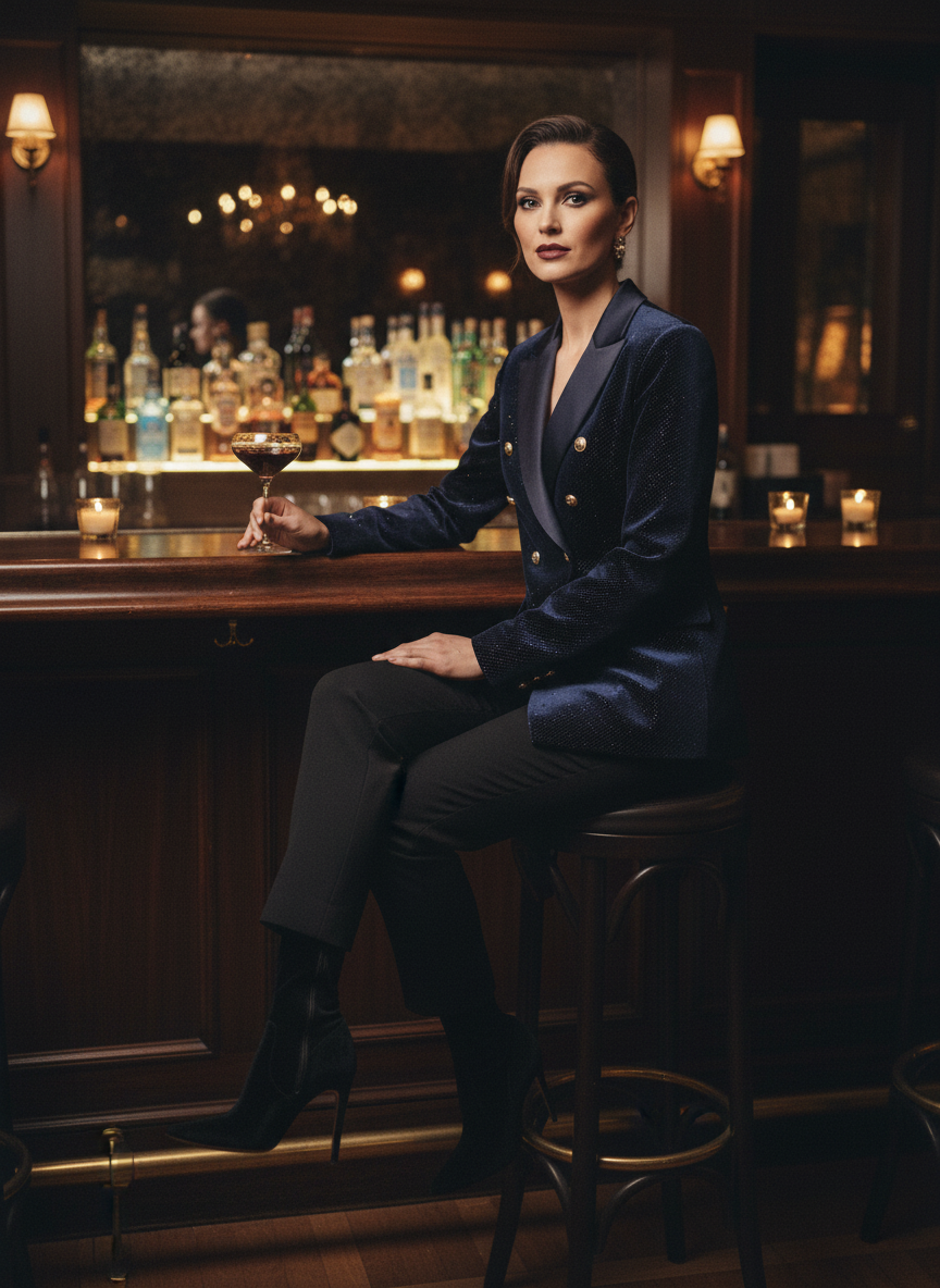 Celeste Luxe Velvet Double Breasted Blazer