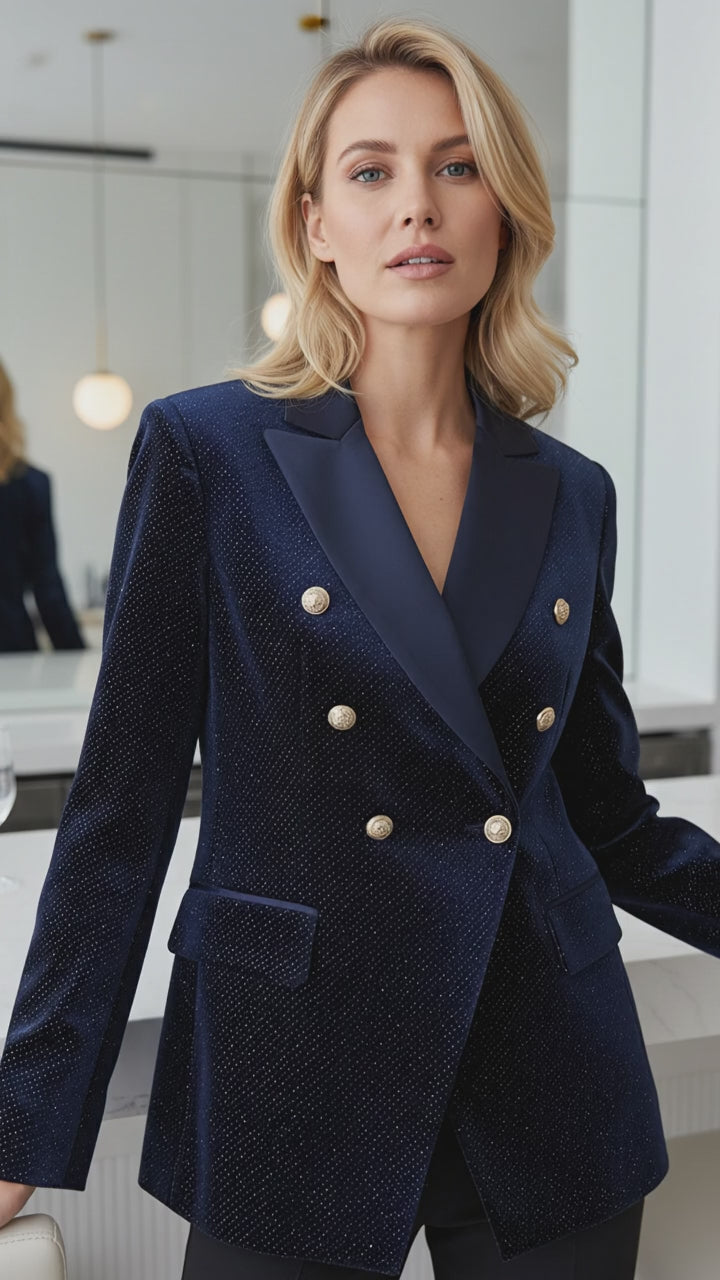 Celeste Luxe Velvet Double Breasted Blazer